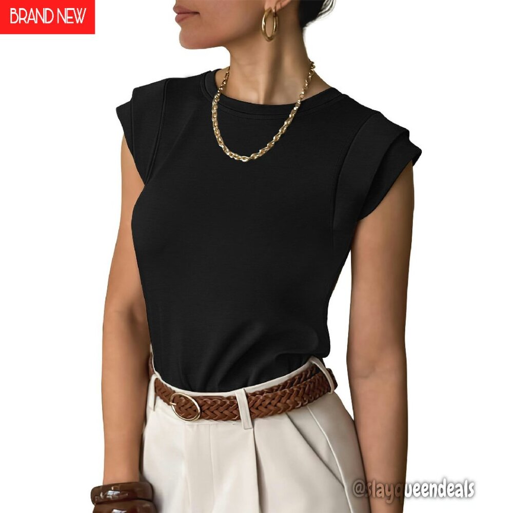 Cap Sleeve Business Casual Top, Rayon Blend, Regular Fit, Work Office